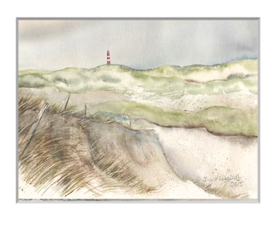 Nr.67 Dünenlandschaft mit Leuchtturm - Aquarell 2015